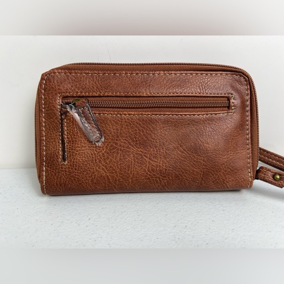 BOC Born Concepts 8” Wallet Wristlet Faux Leather Brown Dual Zip Around India - Picture 1 of 11